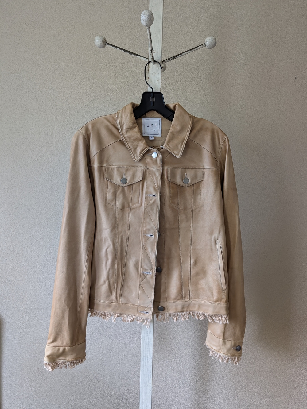 Jakett New York Alexa Patina Leather Jacket Fawn Tan M